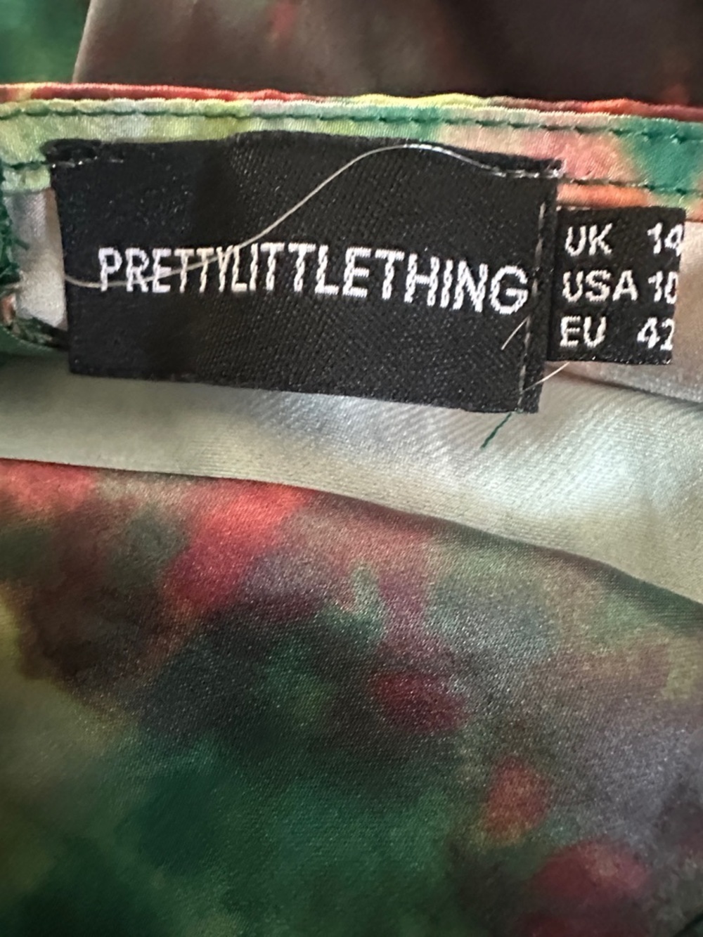 PrettyLittleThing Satin Ruched Midi Dress Size 10 Sage Green Cowl Neck Slit - Picture 2 of 3
